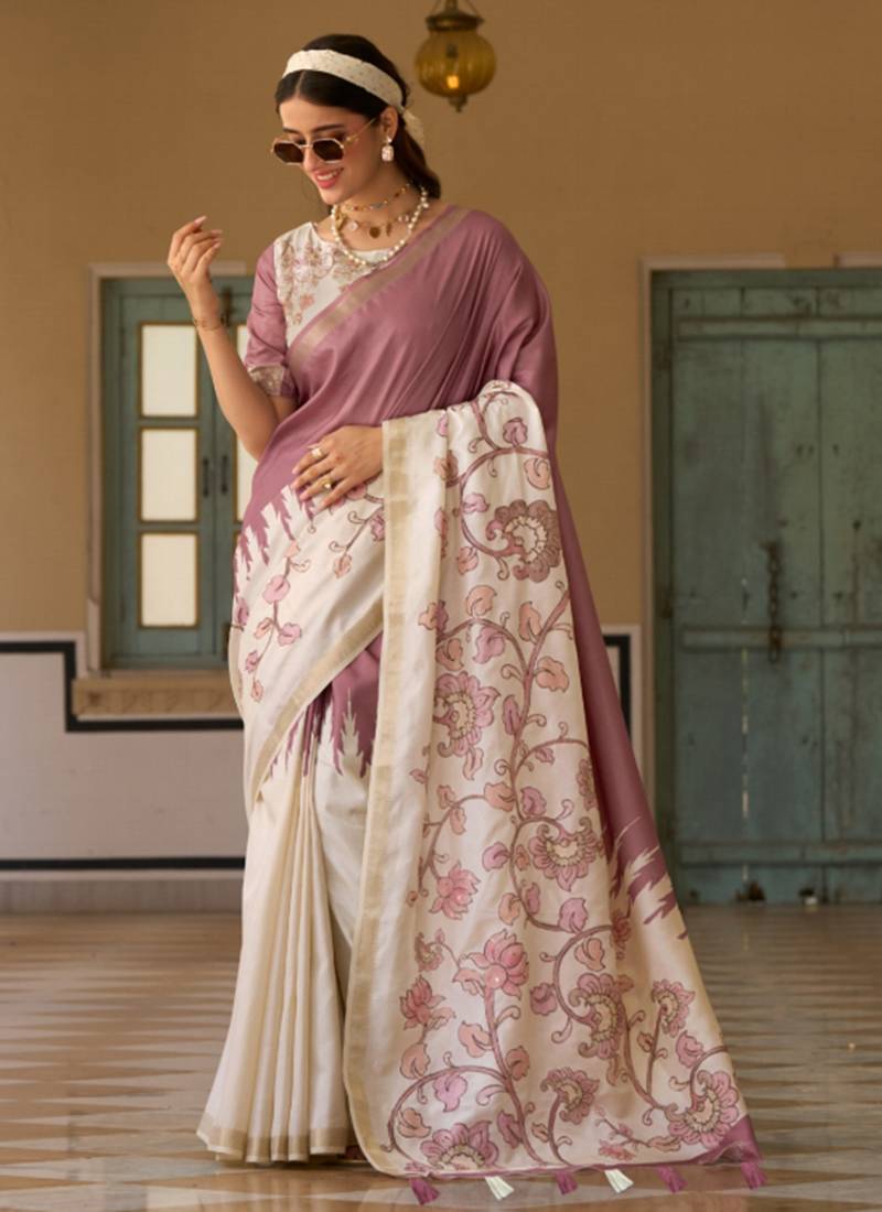 Lavender  silk blend party wear saree