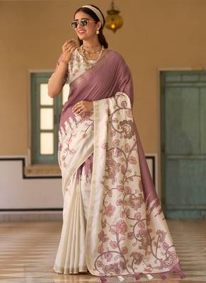 Lavender  silk blend party wear saree 2