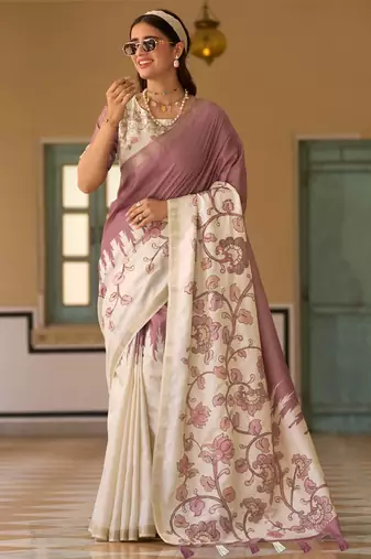 Lavender  silk blend party wear saree