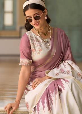 Lavender  silk blend party wear saree 3