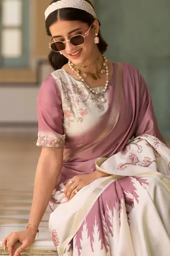 Lavender  silk blend party wear saree
