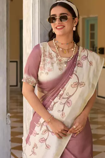 Lavender  silk blend party wear saree