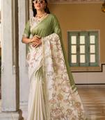 Olive  silk blend party wear saree