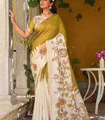 Gold  silk blend party wear saree