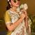 Gold  silk blend party wear saree