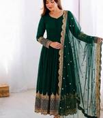 Women's faux georgette embroidered sequence work gown with net dupatta ready to wear