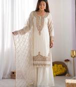 Womens  fancy embroidery beads work kurta set for wedding wear