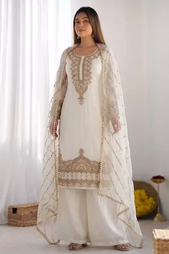 Womens fancy embroidery beads work kurta set for wedding wear