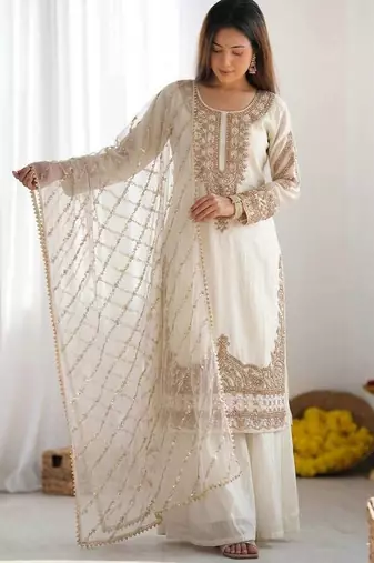 Womens fancy embroidery beads work kurta set for wedding wear