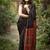 Multicolor printed satin saree with blouse piece