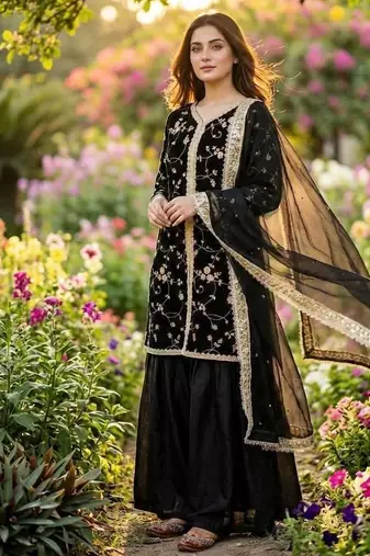 Womens heavy embroidery work kurta set