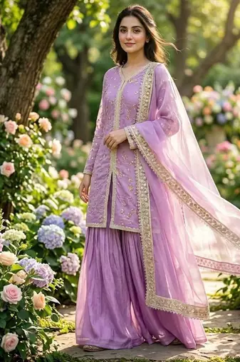 Womens heavy embroidery work kurta set