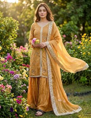 Womens heavy embroidery work kurta set 1