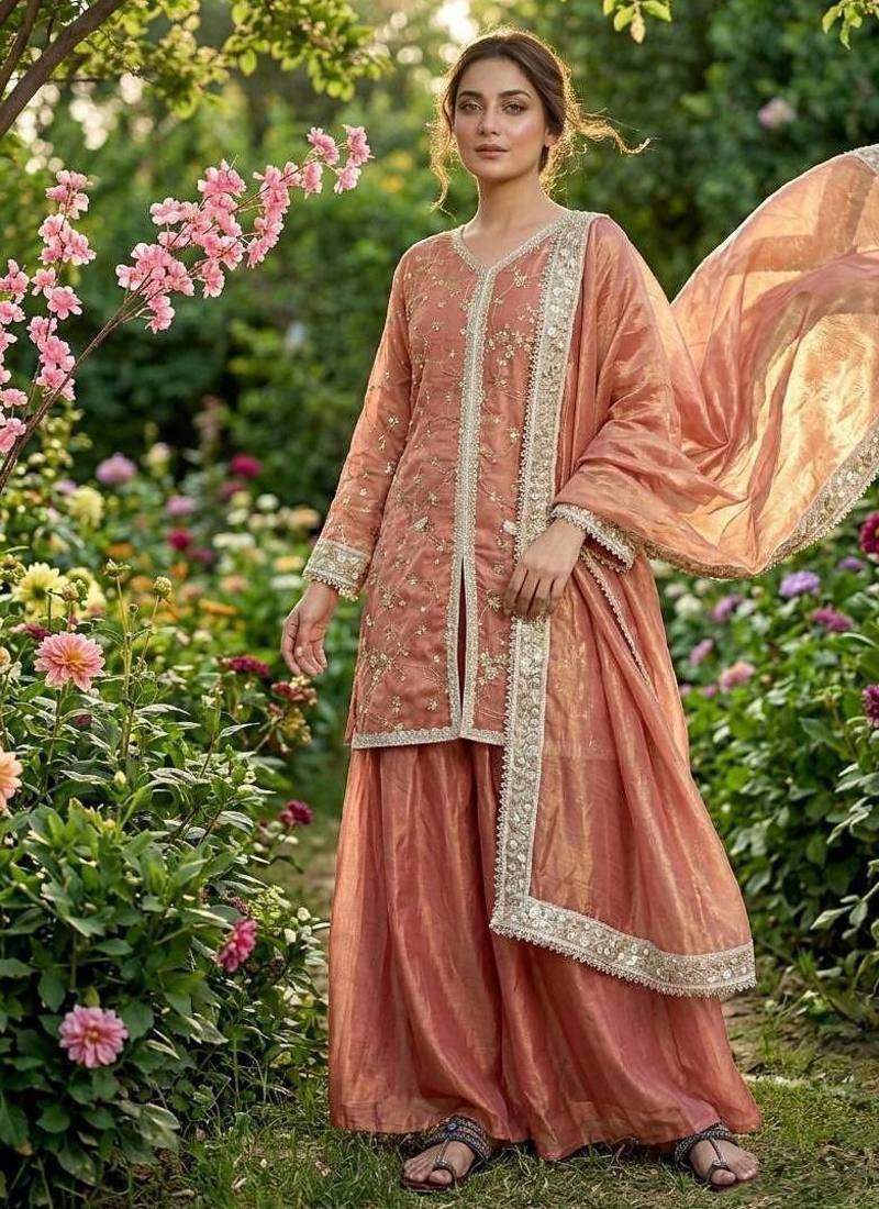 Womens heavy embroidery work kurta set