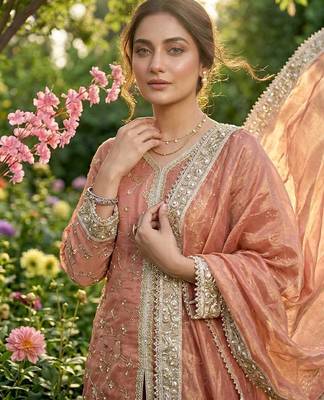 Womens heavy embroidery work kurta set 2