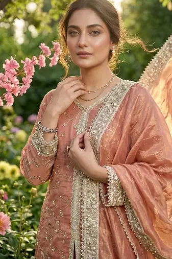 Womens heavy embroidery work kurta set