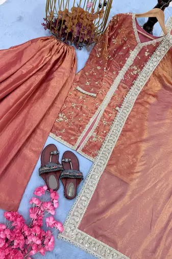 Womens heavy embroidery work kurta set