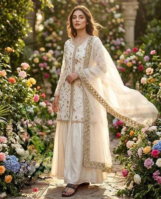 Womens heavy embroidery work kurta set 1