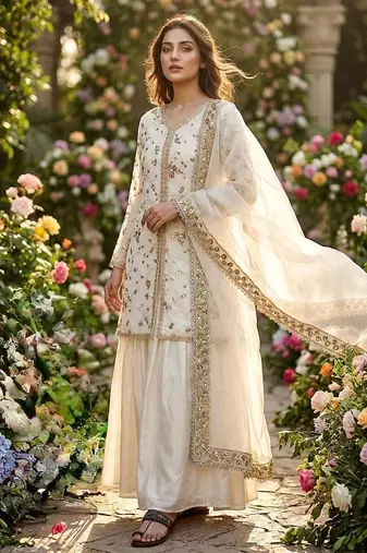 Womens heavy embroidery work kurta set