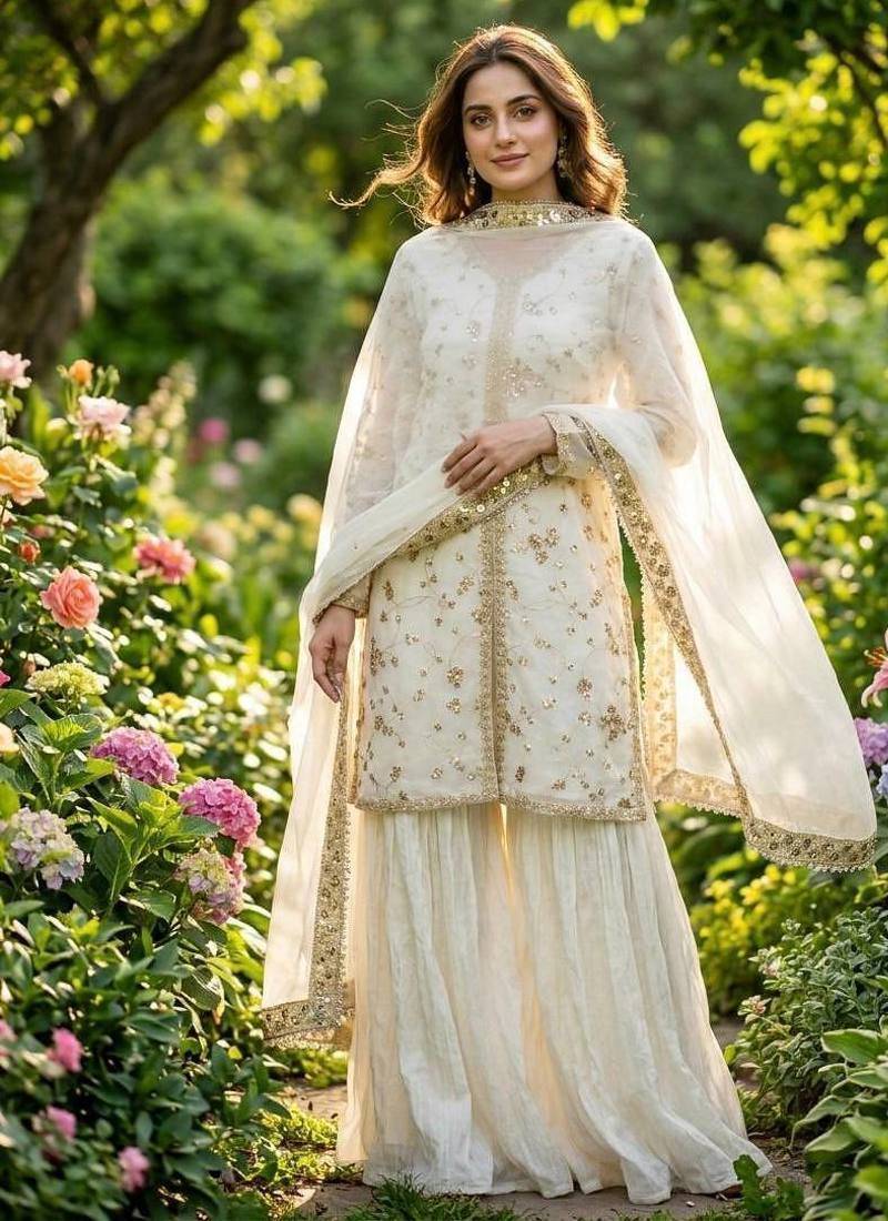 Womens heavy embroidery work kurta set