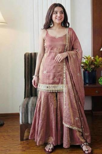 womens trending heavy embroidery sequence work kurta set