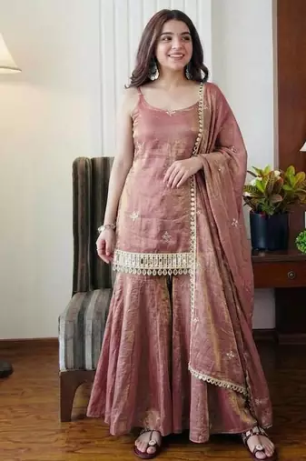 womens trending heavy embroidery sequence work kurta set