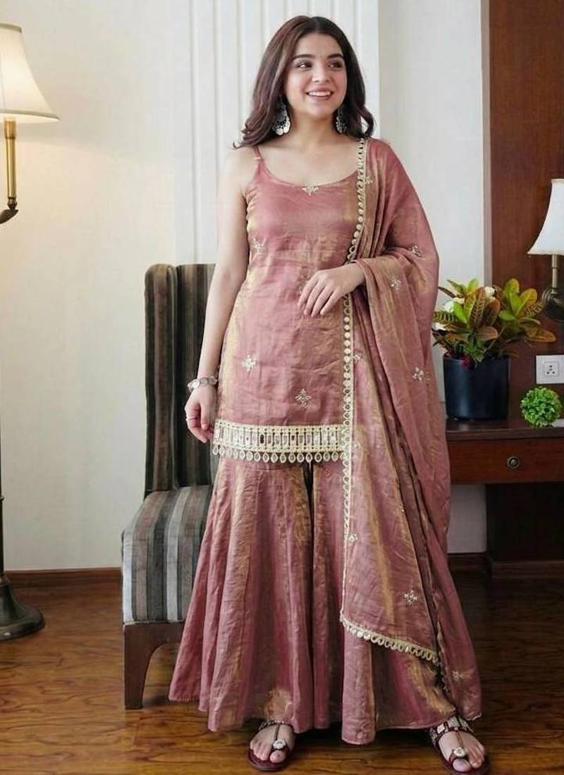 womens trending heavy embroidery sequence work kurta set