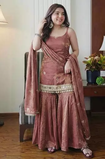 womens trending heavy embroidery sequence work kurta set