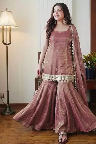 womens trending heavy embroidery sequence work kurta set