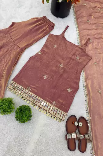 womens trending heavy embroidery sequence work kurta set