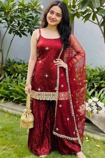 womens trending heavy embroidery sequence work kurta set