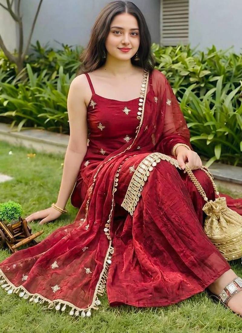 womens trending heavy embroidery sequence work kurta set