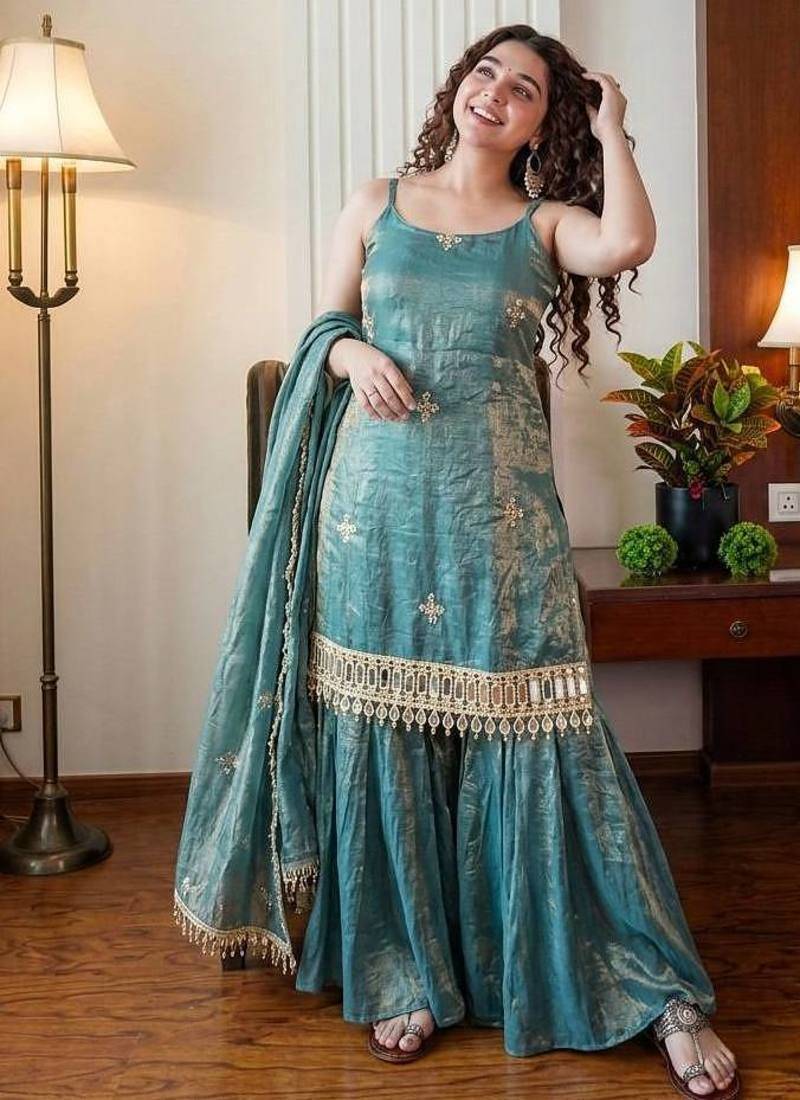 womens trending heavy embroidery sequence work kurta set