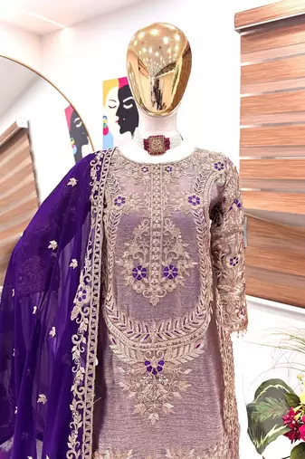 Womens latest trending codding embroidery siqunce work kurta set