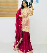 Womens latest trending  codding embroidery siqunce work kurta set