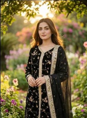 Womens heavy embroidery work kurta set 4