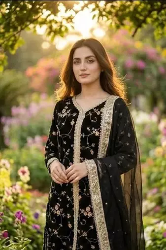Womens heavy embroidery work kurta set