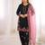 Black Roman Glass Silk Embroidered Kurta Set with Pink Dupatta and farsi salwar