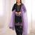 Black Roman Glass Silk Embroidered Kurta Set with purple Dupatta and farsi salwar