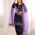 Black Roman Glass Silk Embroidered Kurta Set with purple Dupatta and farsi salwar