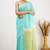 Turquoise soft linen slub jacuard work designer saree with blouse