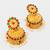  gold plated traditional jhumka earrings with red and green stones