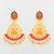  temple design gold plated earrings with green & red stones