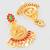  temple design gold plated earrings with green & red stones