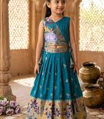Soft silk paithani design zari weaving pavadai for kids