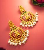  grand temple style gold plated chandelier earrings with pearl drops