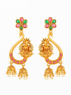  temple lakshmi chandbali jhumka earrings with stones 2