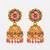 Aadta traditional gold-tone kundan jhumka earrings with pink and green stones