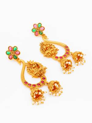  temple lakshmi chandbali jhumka earrings with stones 3