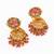 Aadta traditional gold-tone kundan jhumka earrings with pink and green stones